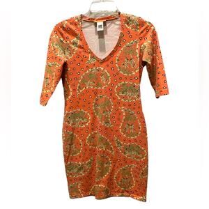 GOVANGO bodycon orange animal print V-neck size small